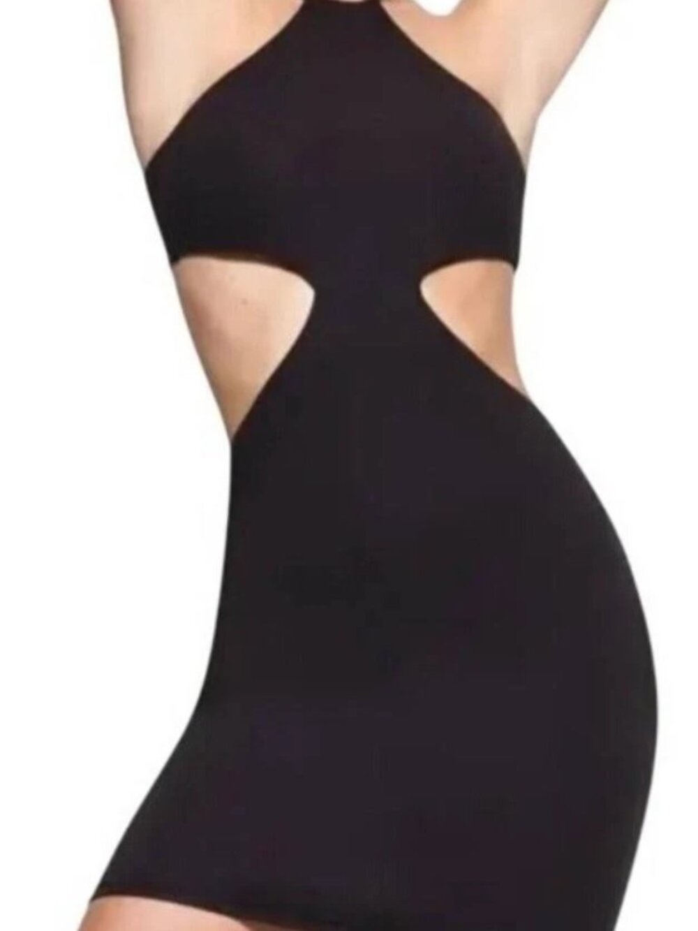 SKIMS Black Cutout Halter Dress
